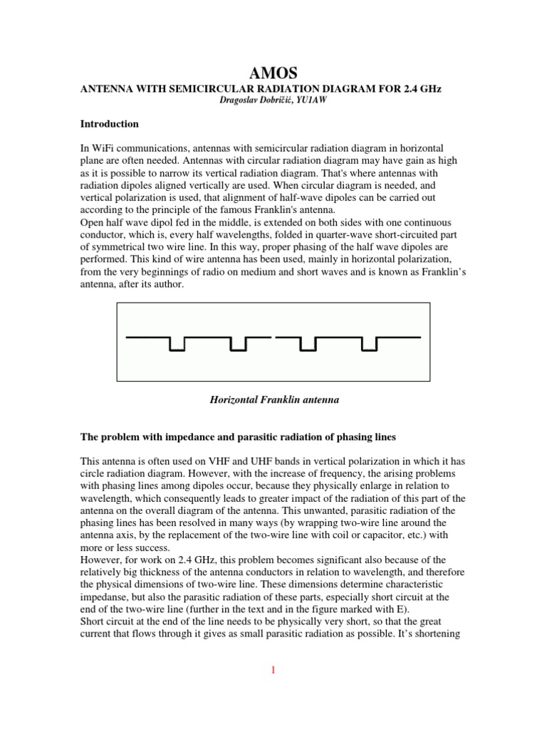 AMOS, Antenna With Semicircular Radiation Diagram For 2.4 GHZ PDF