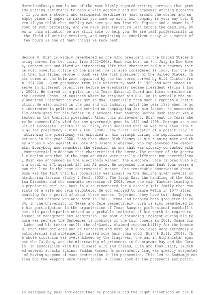 George W. Bush Essays