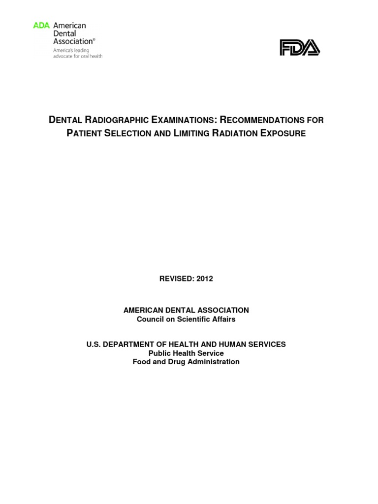 Latest ADA Dental Radiographic Examinations Guidelines | Radiation ...