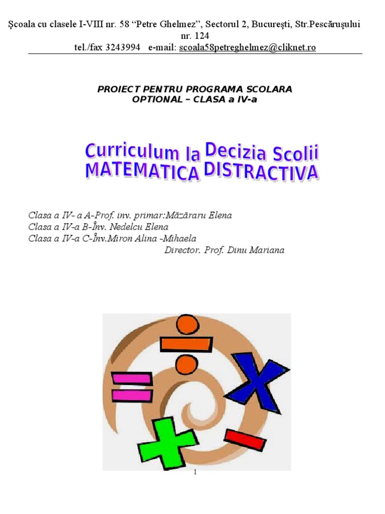 Optional Matematica Distractiva Cls 4