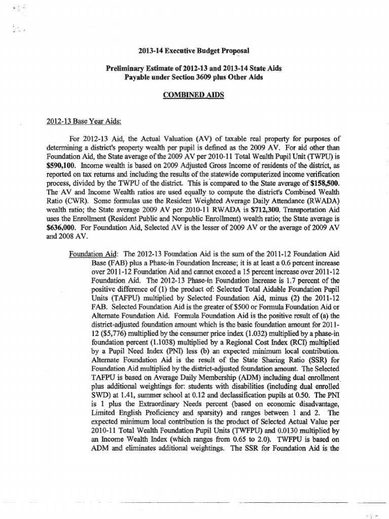 2013-14 State Aid Budget Overview | PDF | Taxes | Aids