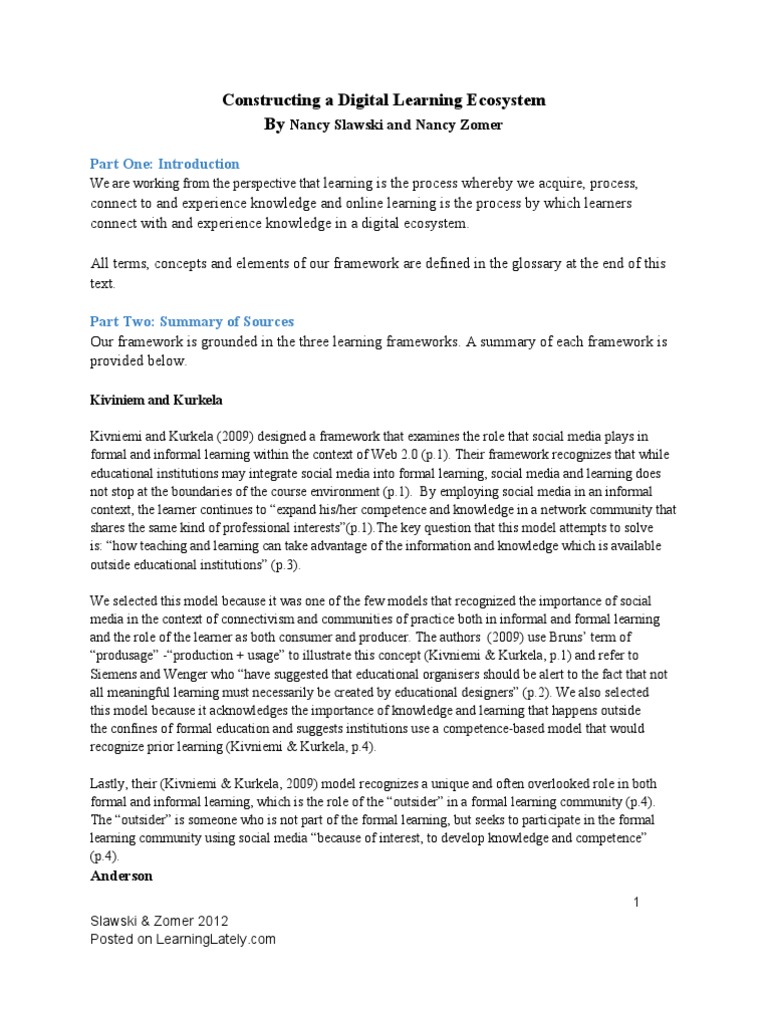 Digital Learning Ecosystem Framework | PDF | Educational Technology ...