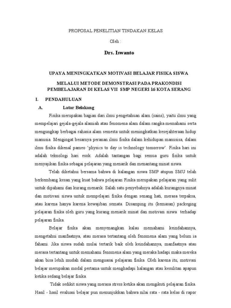 Contoh Proposal Fisika Smp