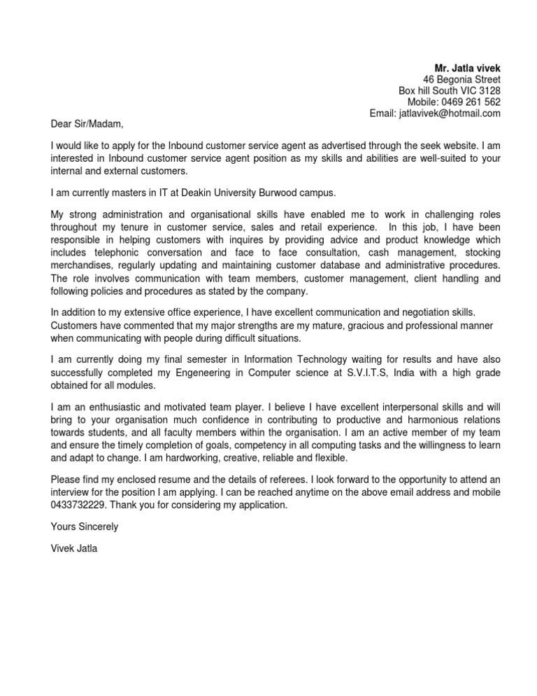 Cover Letter | Psychological Concepts | Psychology & Cognitive Science