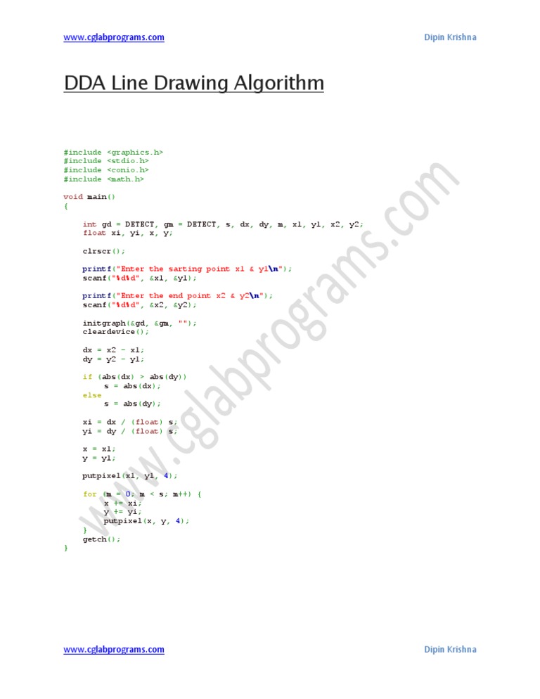 DDA Line Drawing Algorithm PDF PDF