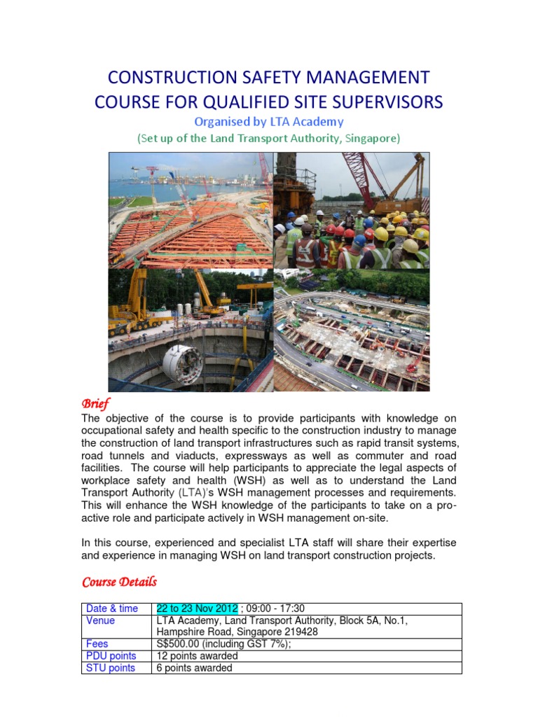 Construction Safety MGT Course For QSS | PDF | Transport | Occupational ...