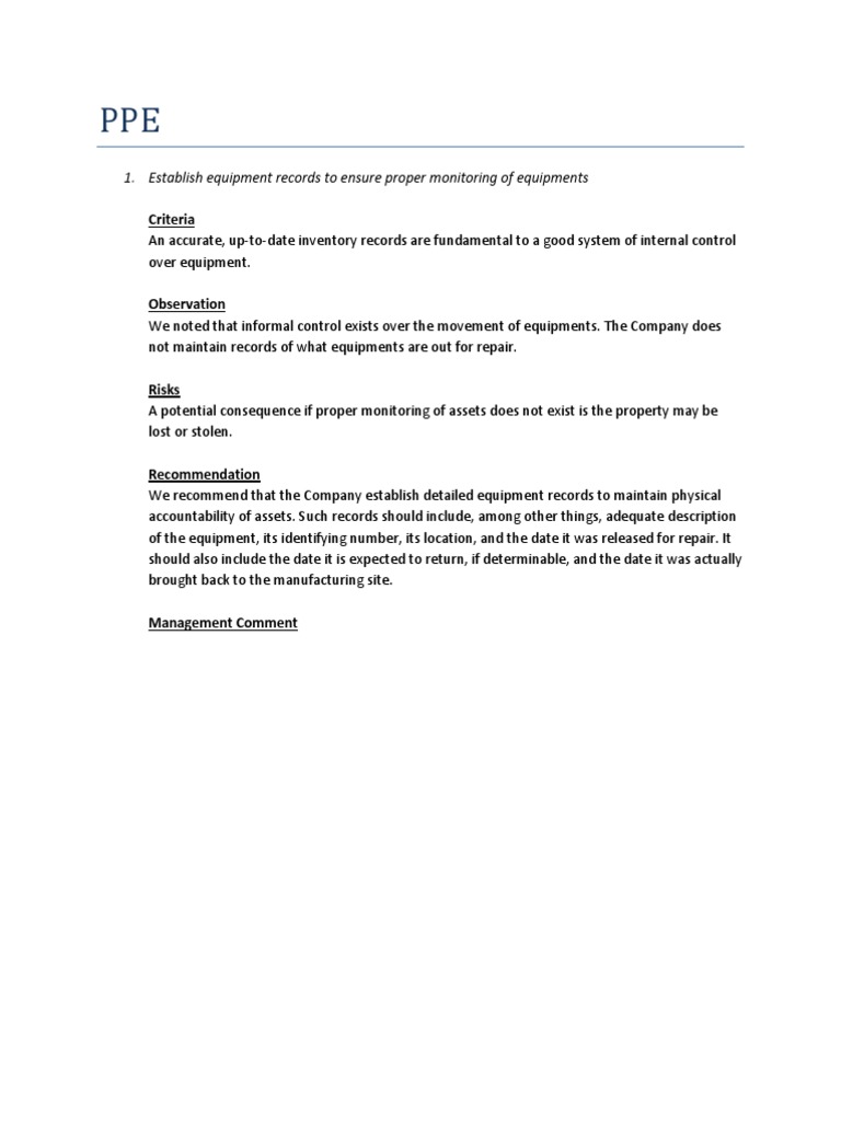 Sample Management Letter Points  PDF  Inventory  Valuation