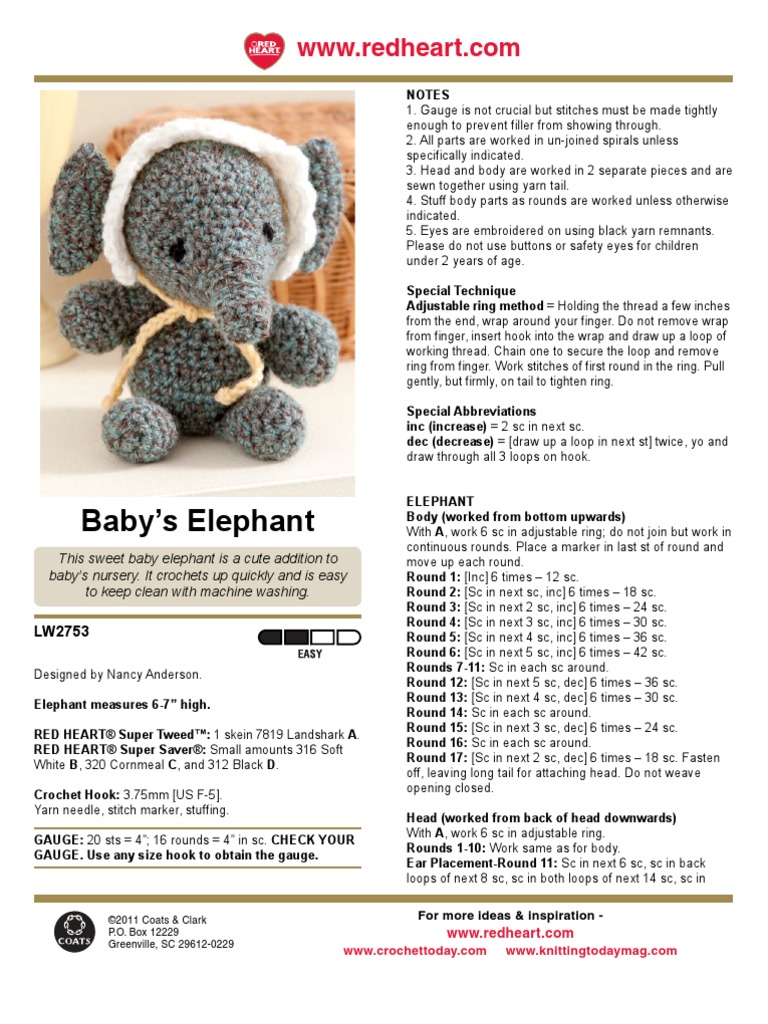 aMIGURUMI BABY ELEPHANT | PDF | Crochet | Amigurumi