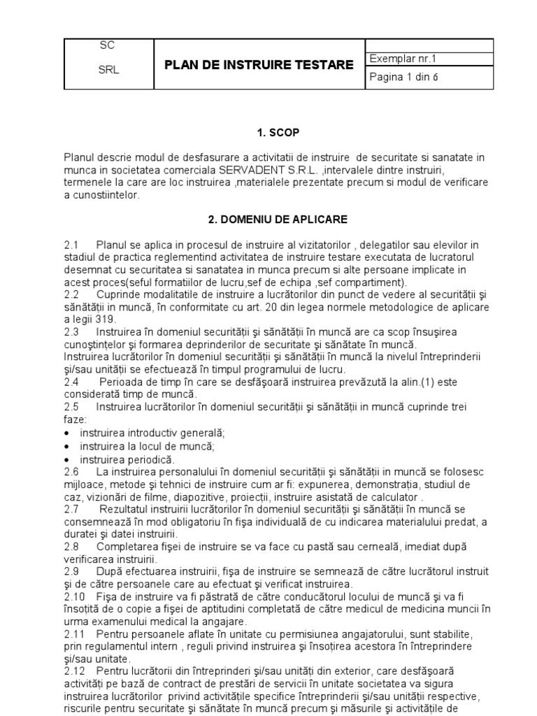 Plan de Instruire Testare. | PDF