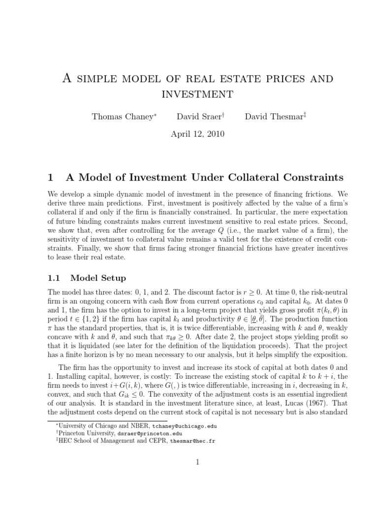 Theory On Real Estate Pricing PDF Market Liquidity Correlation