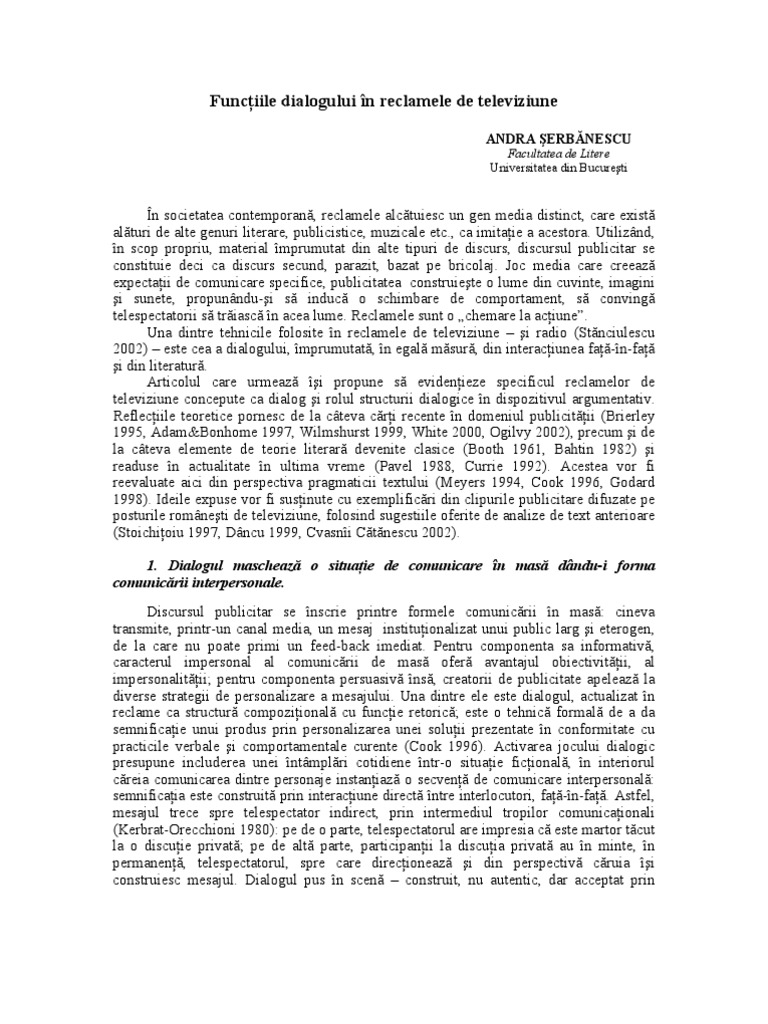 Functiile Dialogului in Publicitate | PDF