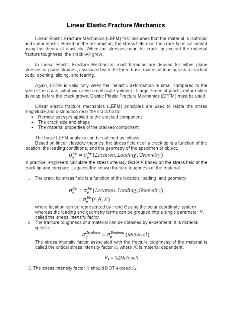 Linear Elastic Fracture Mechanics Overview | PDF