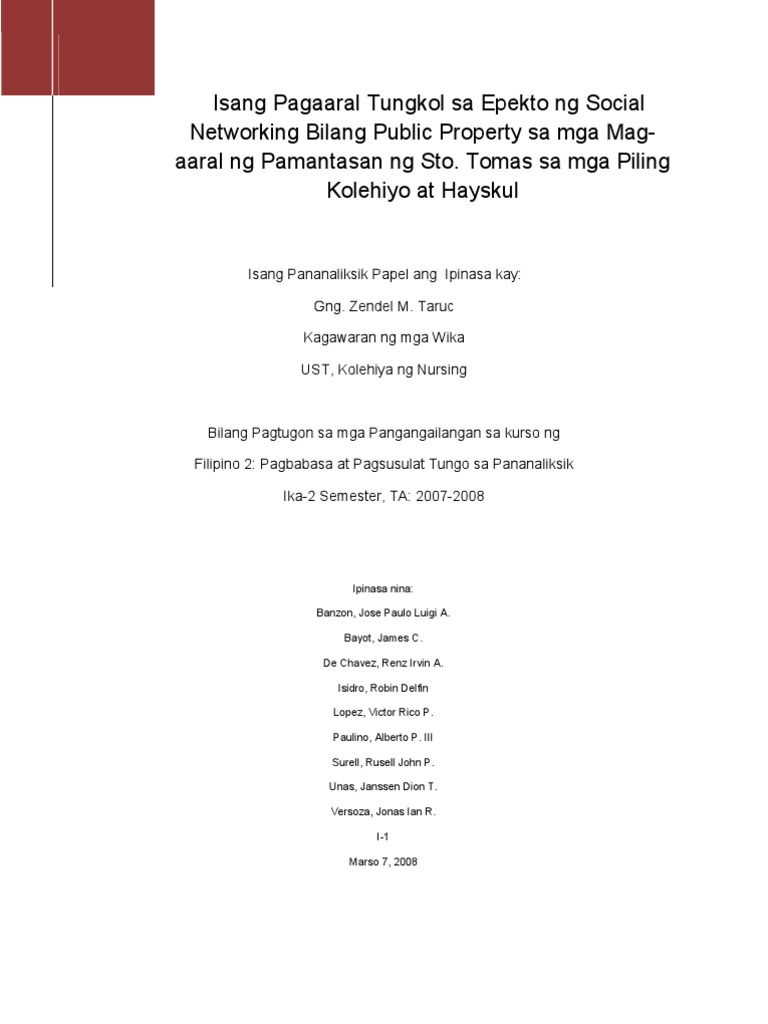 😊 Filipino thesis tungkol sa teknolohiya. Wikang Filipino sa