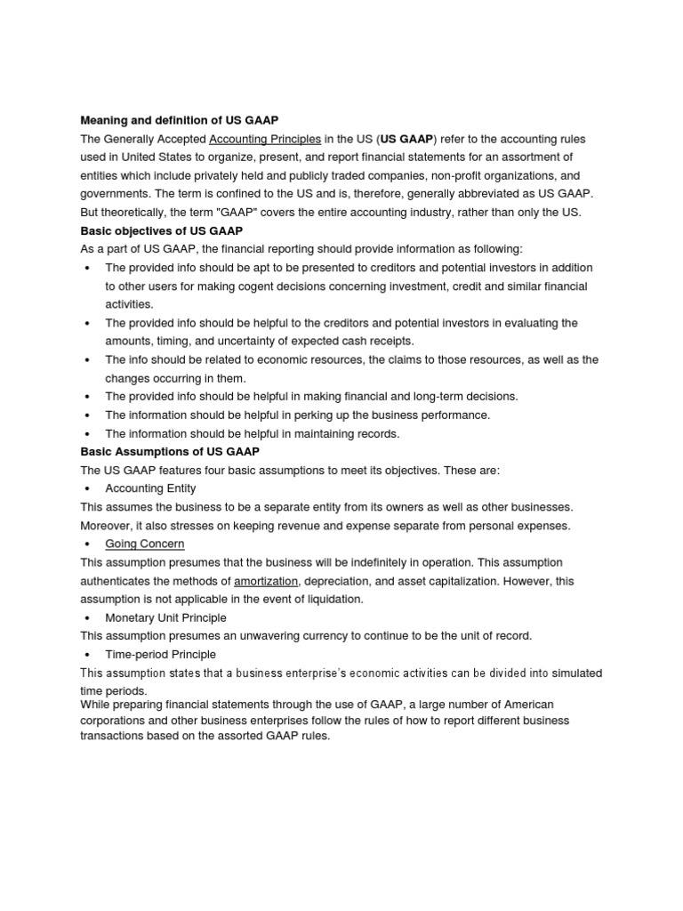 definition of gaap Generally Accepted Accounting Principles (United