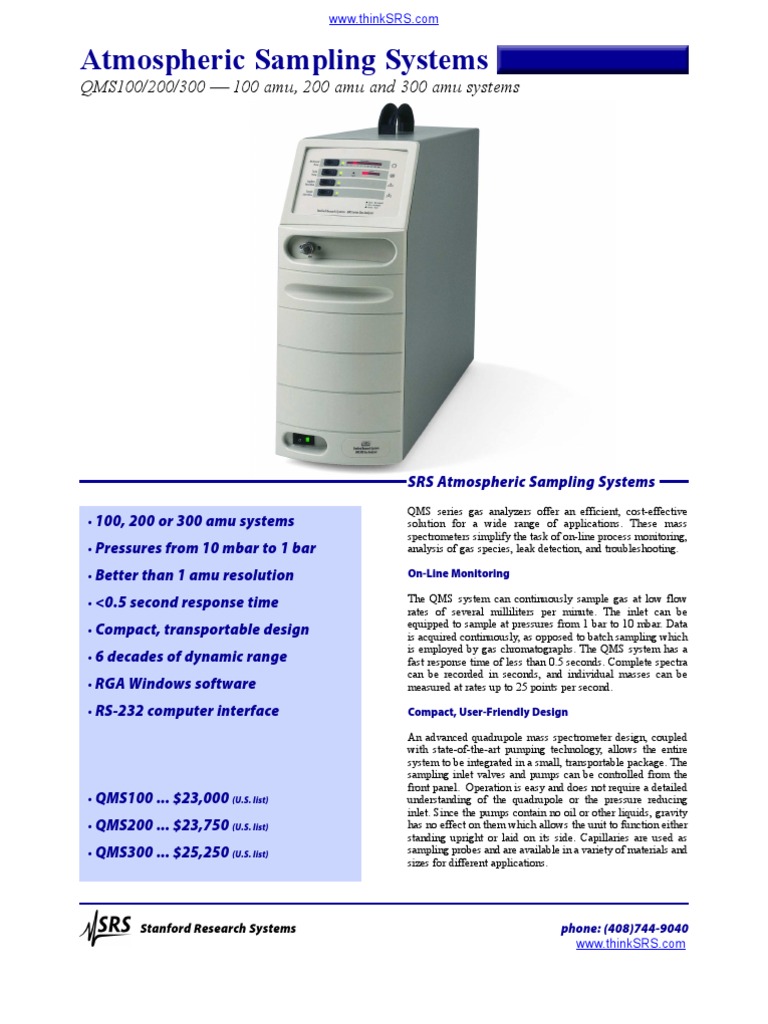 Stanford Research Systems QMS200 Manual | PDF | Mass Spectrometry | Pump