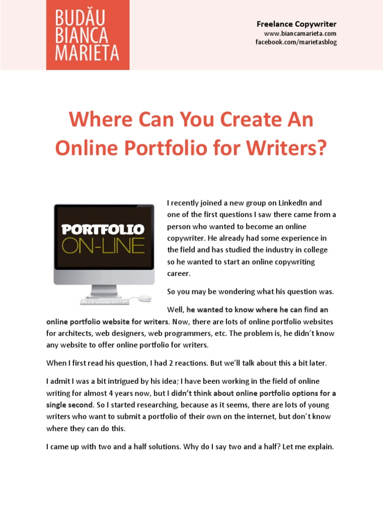 Where Can You Create An Online Portfolio For Writers?  Evernote