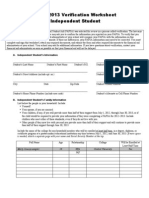 2012-2013 Verification Worksheet Independent Student