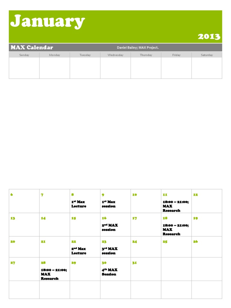 MAX Project January Calendar | PDF