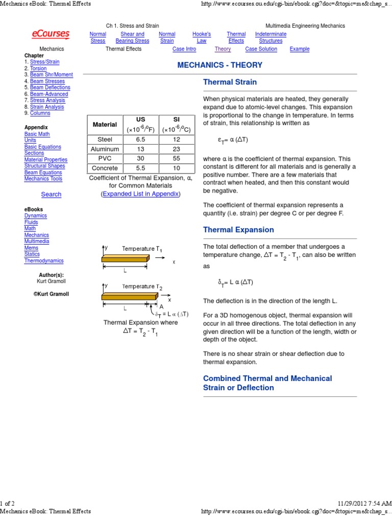 Mechanics Ebook - Thermal Effects | PDF | Thermal Expansion | Creep ...