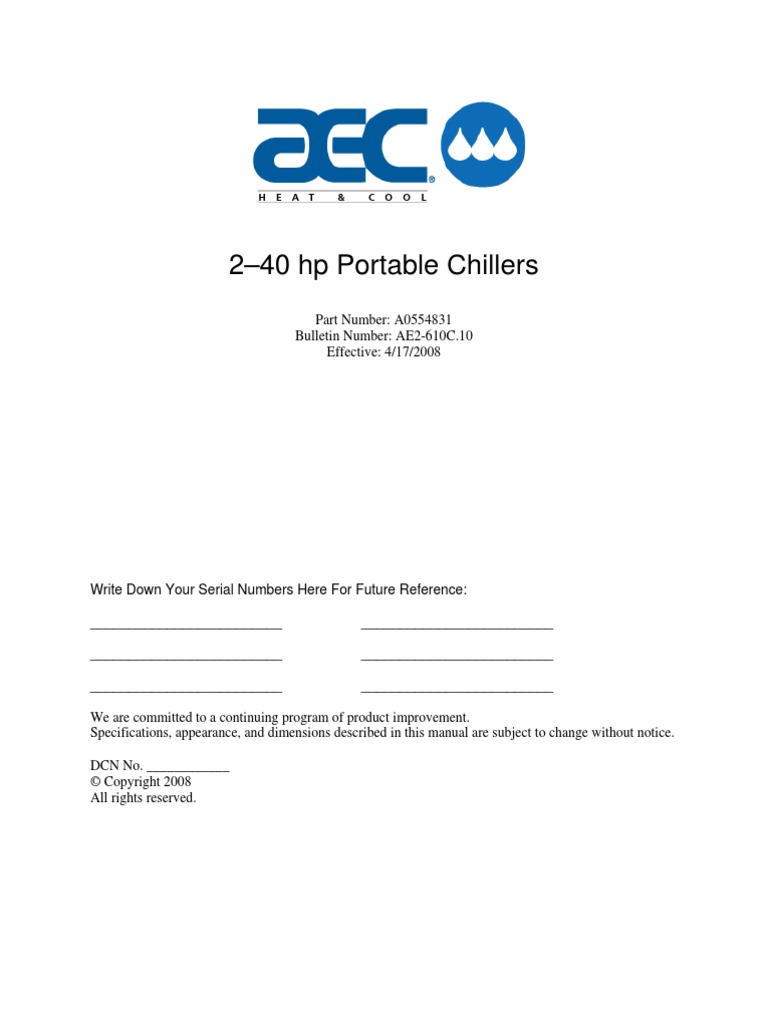 AEC Chiller Operation Manuals | PDF | Heat Exchanger | Building Engineering