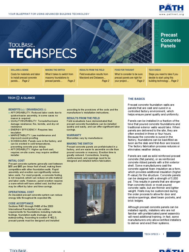 Precast Concrete Foundation Panels Guide | PDF | Precast Concrete ...