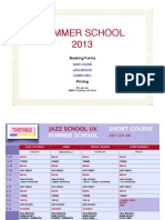 Jazz School UK Summer School 2013 Timetable