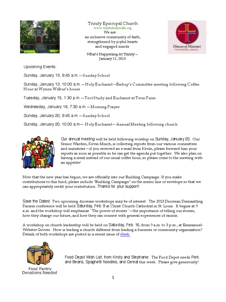 Trinity Episcopal Church Updates and Events | PDF | Episcopal Church ...