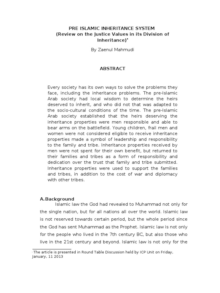 Pre-Islamic Inheritance Justice Values | PDF | Inheritance | Sharia