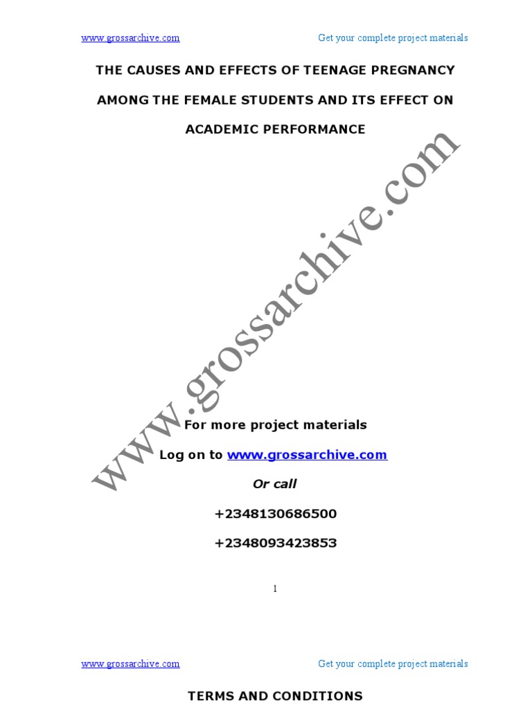 Causes and Effects of Teenage Pregnancy Among The Female Students and ...