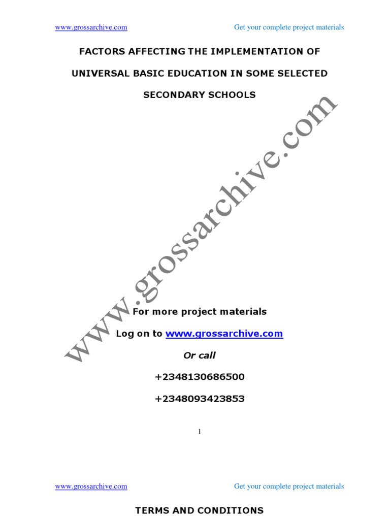 Factors Affecting The Implementation of Universal Basic Education in ...