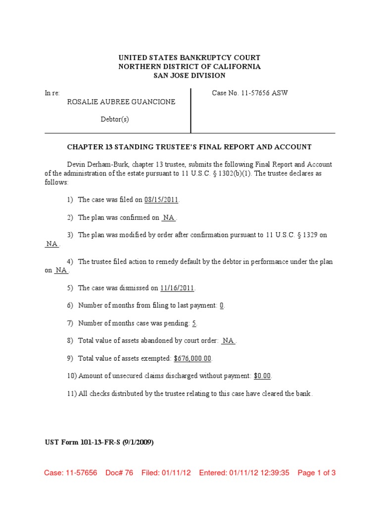 United States Bankruptcy Court Northern District of California San Jose