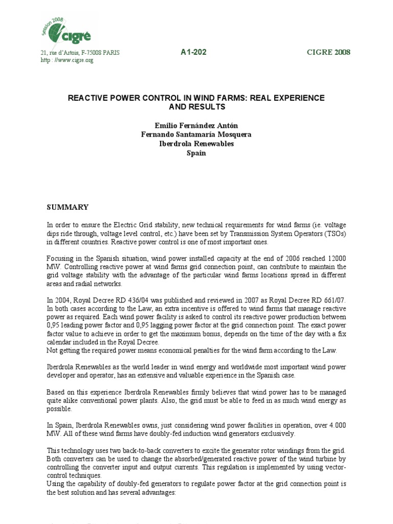 Reactive Power Control in Wind Farms | PDF | Wind Power | Electrical Grid