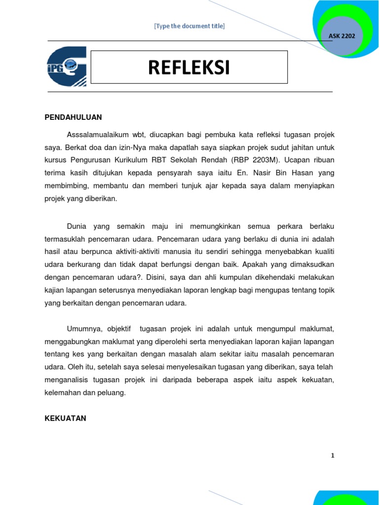 Refleksi Alam Sekitar