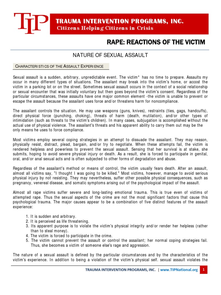 Understanding Sexual Assault Trauma | PDF | Psychological Trauma | Rape