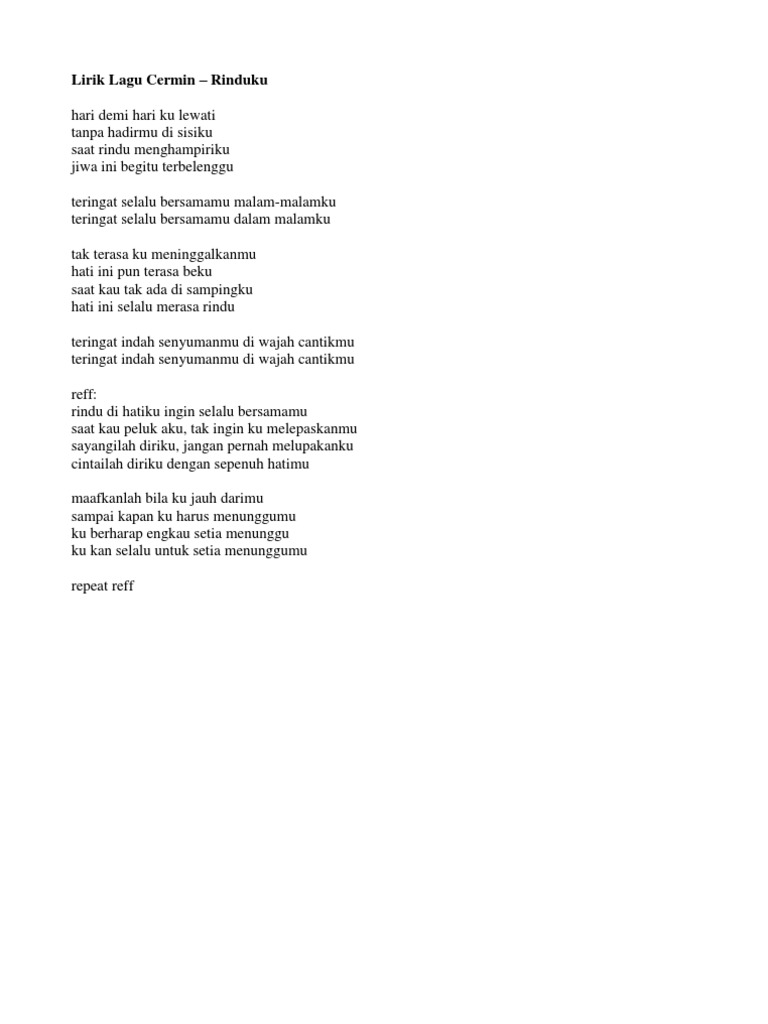 Lirik Lagu Cermin