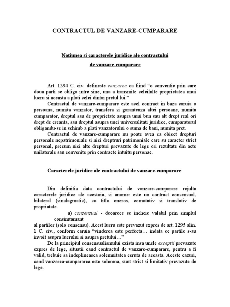 Referat Vinzare Cumparare