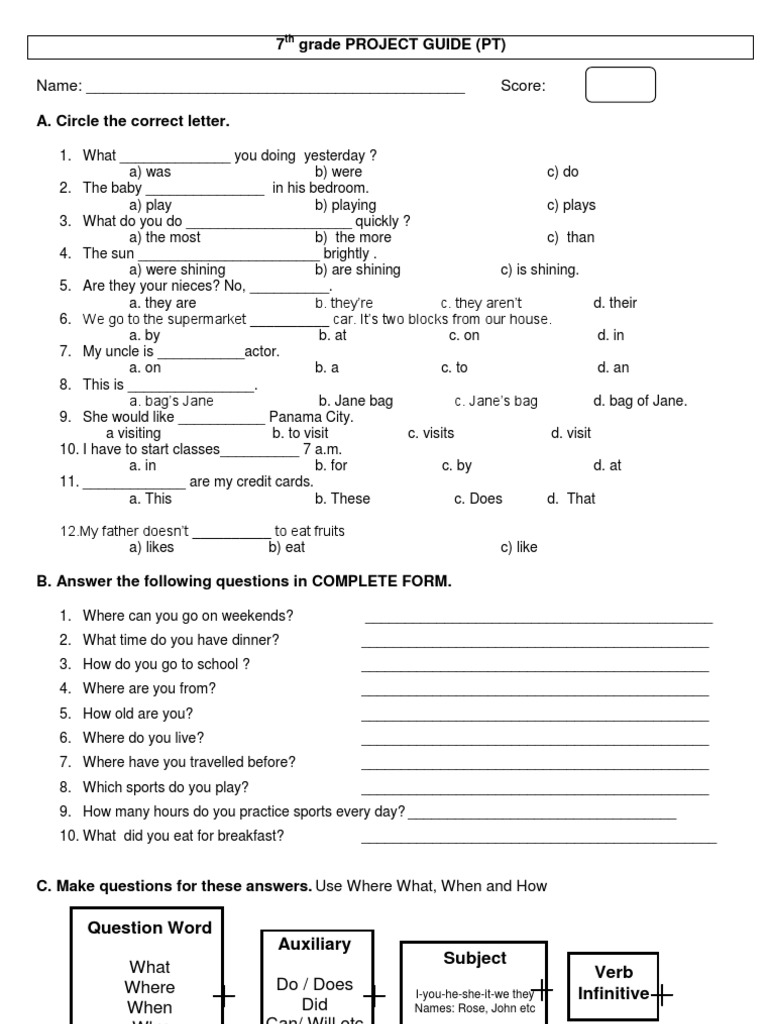 7th Grade English Project Guide | PDF | Leisure