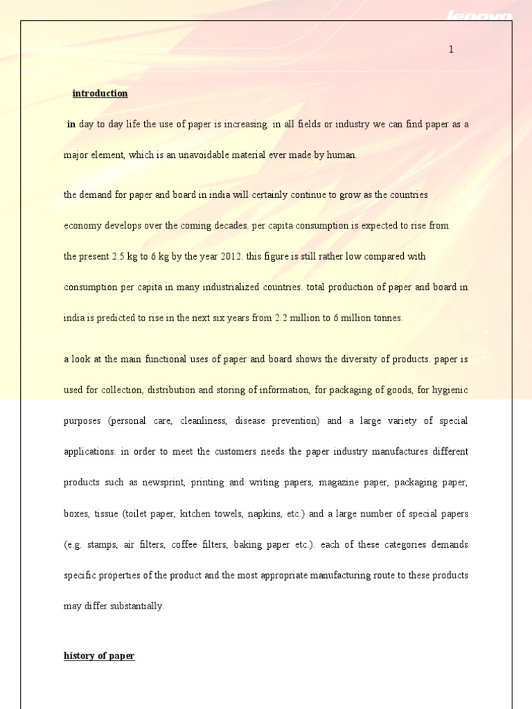 Paper Industry Project Report Full Project PDF Pulp (Paper) Paper