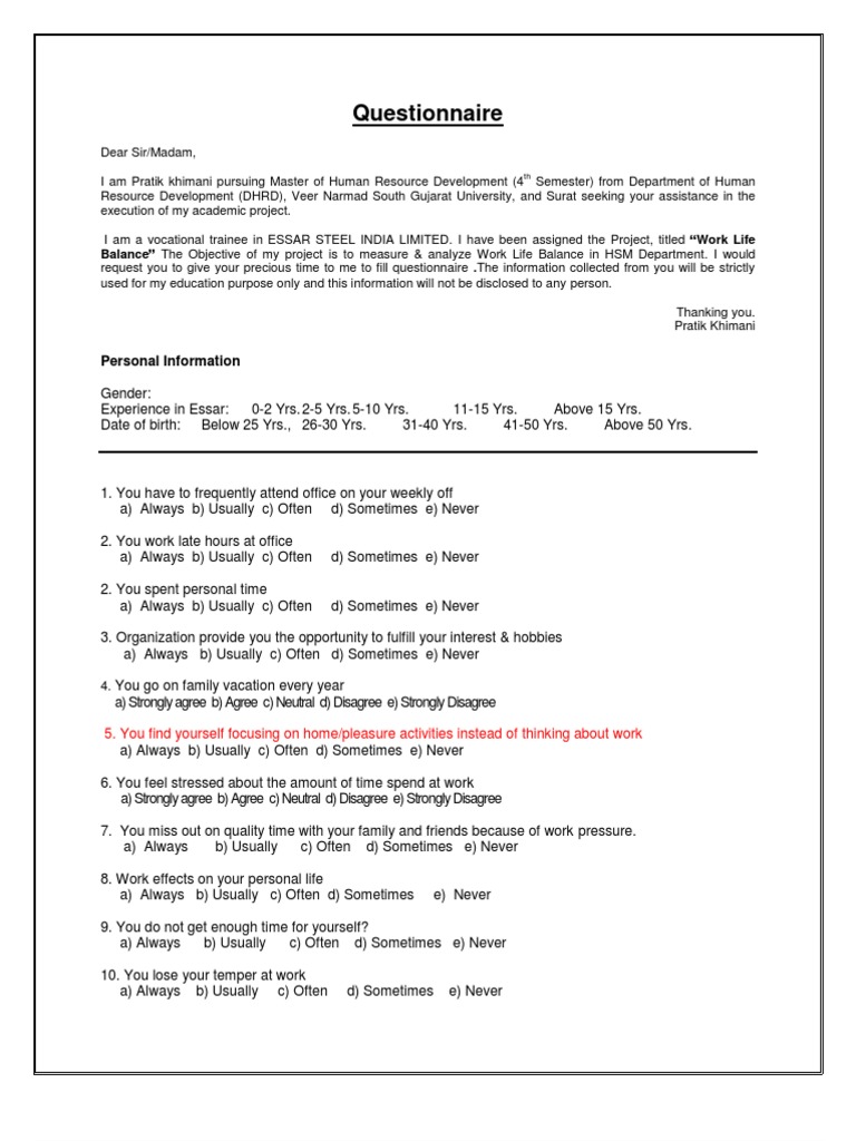 Teacher Work-Life Balance Survey | PDF | Further Education