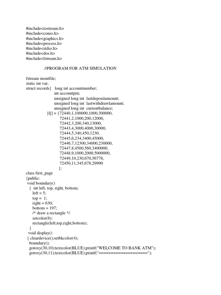 Atm - C Code | PDF | Models Of Computation | Software Development