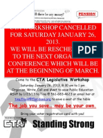 Canceled - Saturday's Legislative Workshop will be rescheduled