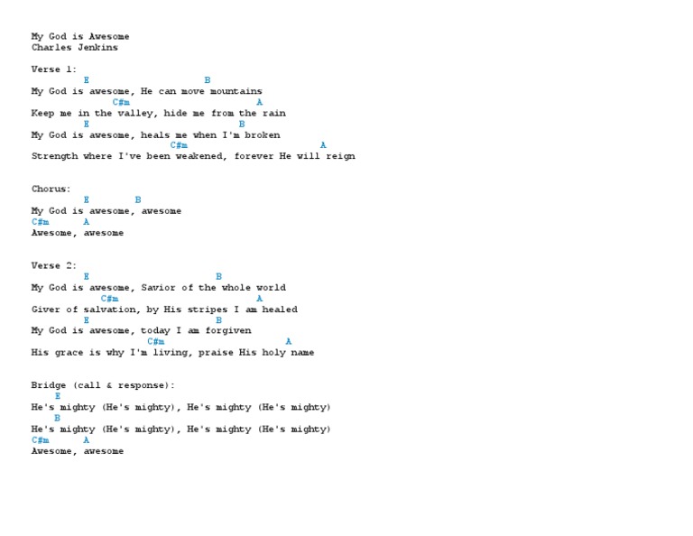My God Is Awesome Chords Theology Systematic Theology