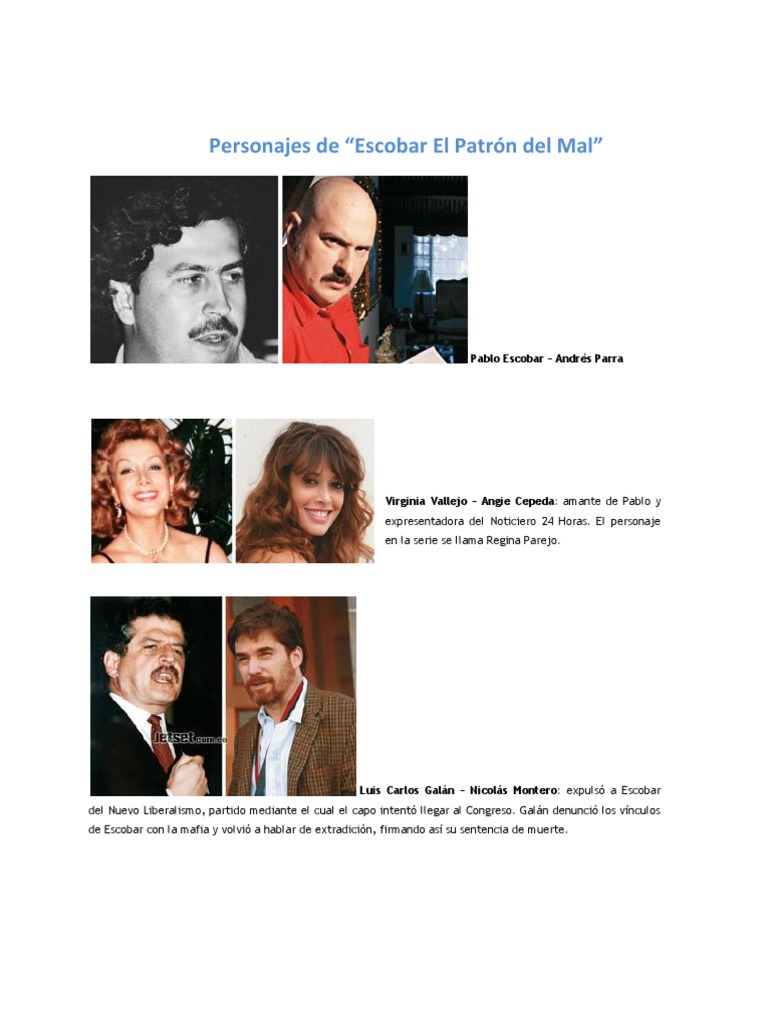 Como Se Llama El Primo De Pablo Escobar Personajes de Escobar El Patron | PDF | Comercio ilegal de drogas | Colombia