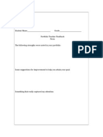 teacher feedback form portfolio 2013