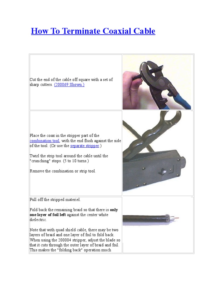 How To Terminate Coaxial Cable PDF Coaxial Cable Cable