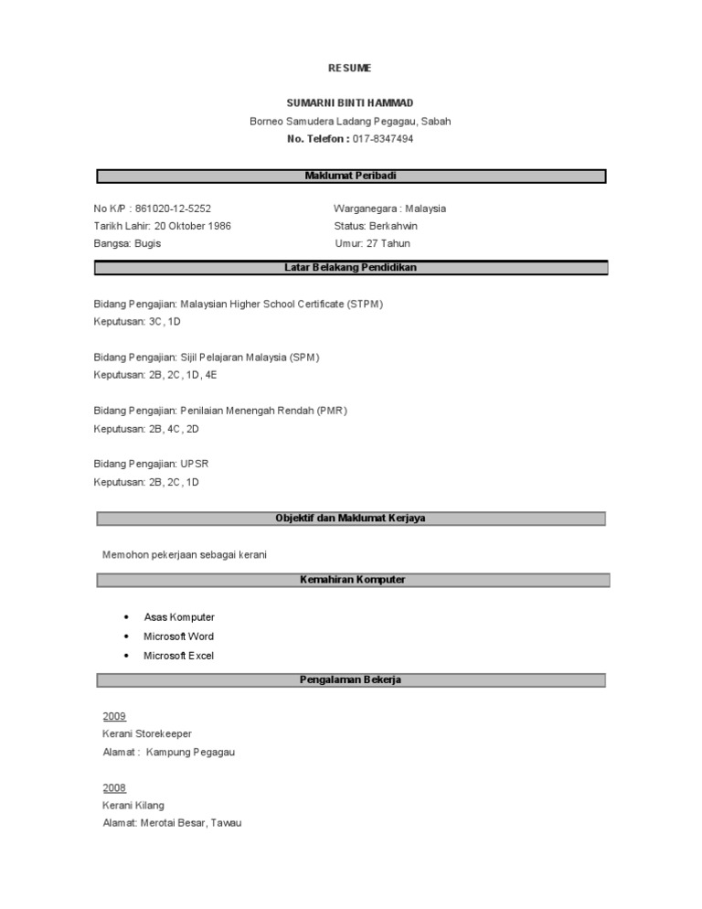Contoh Resume