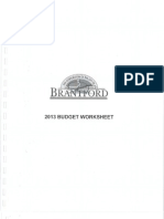 Brantford Estimates Committee - Budget Worksheet, Jan. 24, 2013
