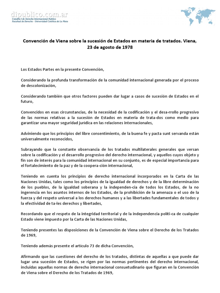 Convención de Viena Sobre La Sucesión de Estados en Materia de Tratados