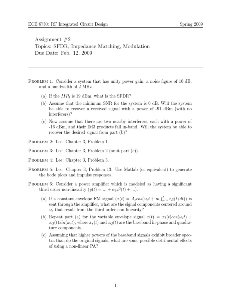 RF Integrated Circuit Design Assignment | PDF | Teaching Methods ...