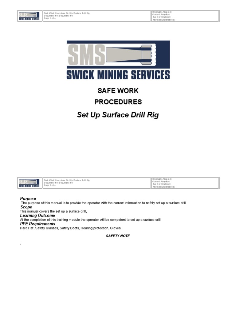 Safe Work Procedure-Set Up Rigs | PDF | Personal Protective Equipment ...